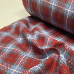 Flanella di cotone biologico, Quadri Scozzesi, Celeste e Rosso