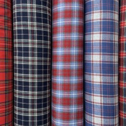Flanella di cotone biologico, Quadri Scozzesi, Celeste e Rosso