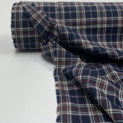 Flanella di cotone biologico, Quadri  Blu, Grigio, Rosso