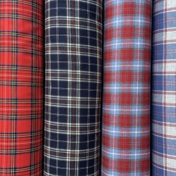 Flanella di cotone biologico, Quadri  Blu, Grigio, Rosso