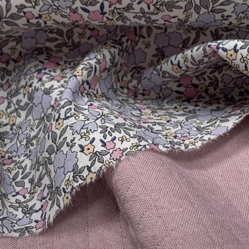 Voile di cotone Bio, Bianco con Fiori...