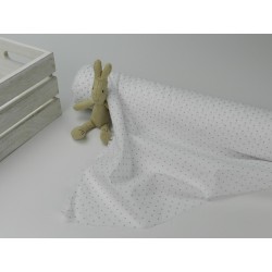 Voile Stampato, Bianco , Pois Grigio