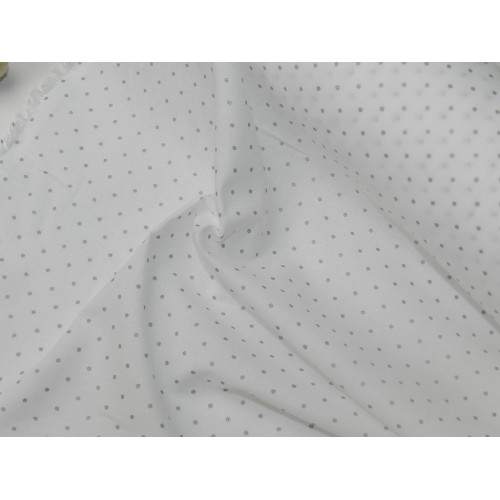 Voile Stampato, Bianco , Pois Grigio